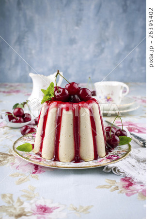 Cherry Cheesecake on Plate 26395402