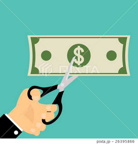 Businessman cutting money. Business c Businessman cutting money. Business c 26395866