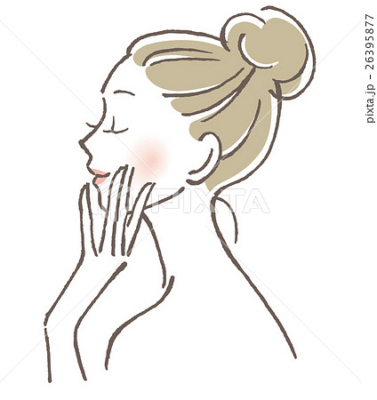 女性 女 笑顔 横顔 横向き 横 若い 綺麗 ロング 無料イラスト素材