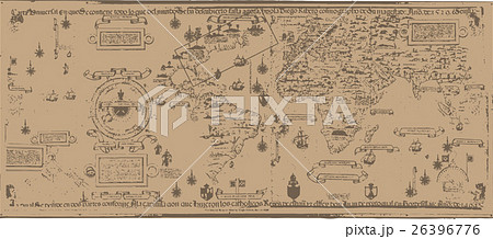 中世の世界地図イラスト 古地図 のイラスト素材
