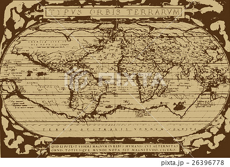 Medieval world map illustration (old map) - Stock Illustration 