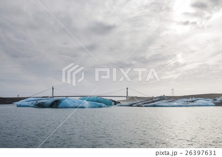 Bridge over the glacier lagoon blue lagoon Iceland Bridge over the glacier lagoon blue lagoon Iceland 26397631