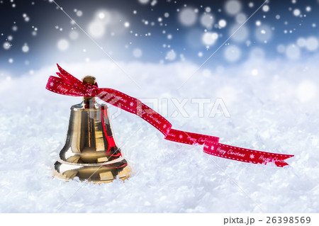 Christmas. Christmas bell with red ribbon. Christmas. Christmas bell with red ribbon. 26398569