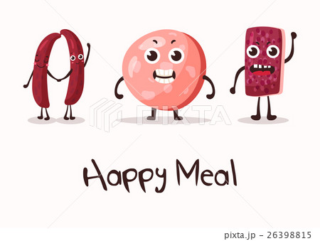 Happy cartoon meat character with hands Happy cartoon meat character with hands 26398815