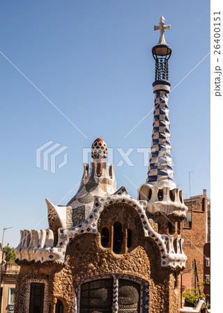 Barcelona park Guell fairy tale mosaic house Barcelona park Guell fairy tale mosaic house 26400151