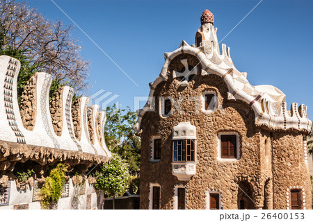 Barcelona park Guell fairy tale mosaic house Barcelona park Guell fairy tale mosaic house 26400153
