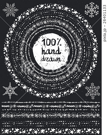 Winter snow circle frames and seamless borders 26401133