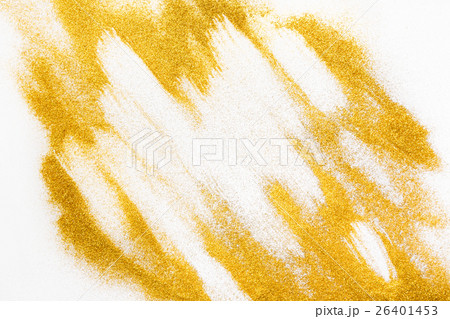 Golden glitter sand texture on white, abstract 26401453