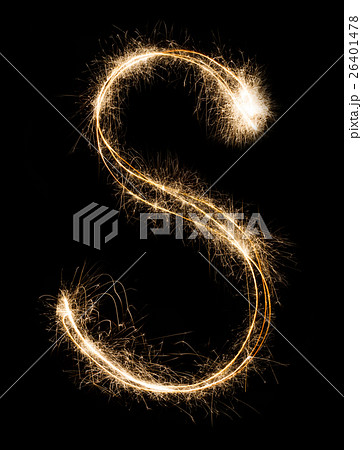 English Letter S from sparklers alphabet on black 26401478