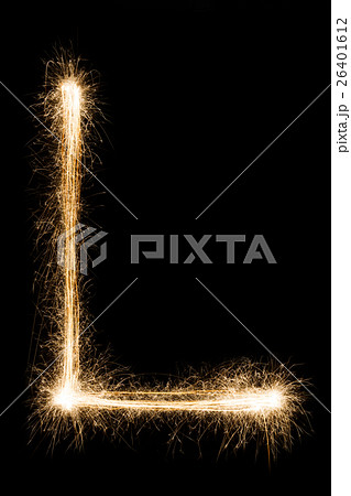 English Letter L from sparklers alphabet on black English Letter L from sparklers alphabet on black 26401612