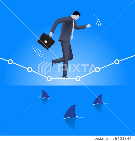 Balancing over dangerous water business concept. 26403344