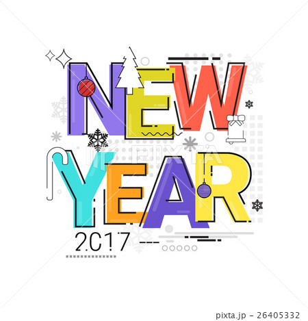 Merry Christmas Happy New Year Simple Line Sketch 26405332