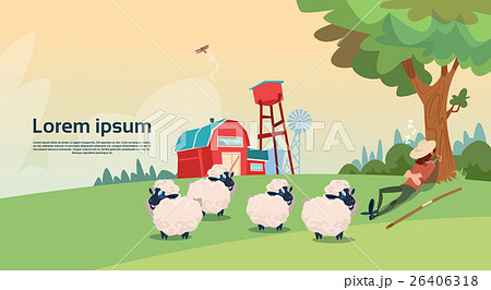 Farmer Shepherd Breeding Sheep Wool Farm Farmer Shepherd Breeding Sheep Wool Farm 26406318
