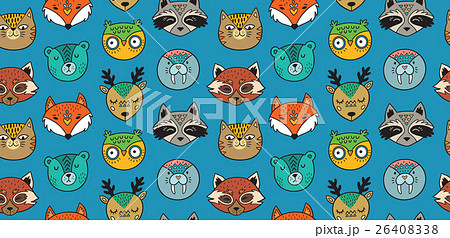 Seamless pattern with animals portrait 26408338