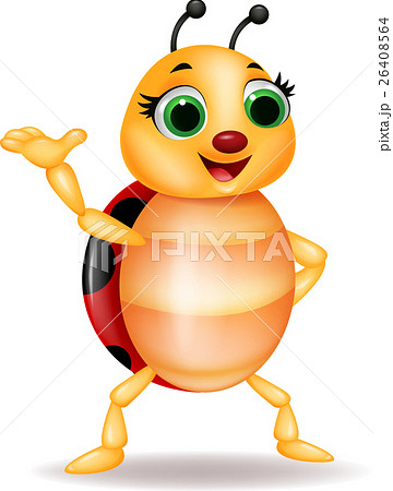 Funny ladybug cartoon waving hand 26408564