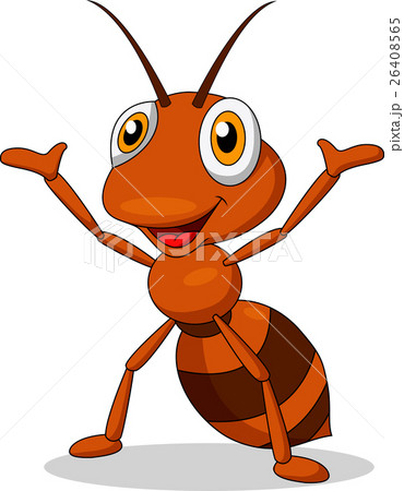 Cute ant cartoon waving 26408565