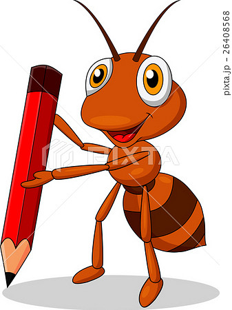 Ant cartoon with red pencils 26408568