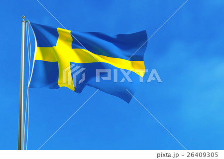 Flag of Sweden on the blue sky background. 26409305