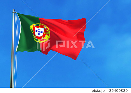 Flag of Portugal on the blue sky background. Flag of Portugal on the blue sky background. 26409320
