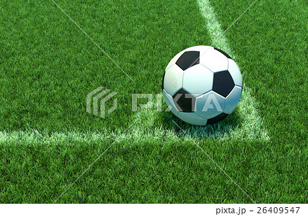 Soccer ball on green grass,Corner of soccer field. 26409547