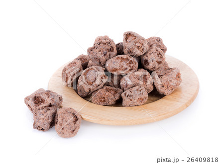 Salted Plum on wooden plate Background Salted Plum on wooden plate Background 26409818