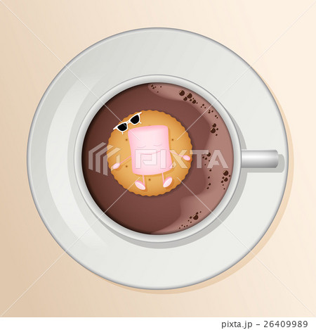 Cacao and pink Marshmallow. Cartoon Characters. - Stock Illustration  [26409989] - PIXTA