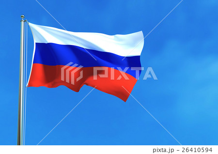 Russia flag on the blue sky background. 26410594