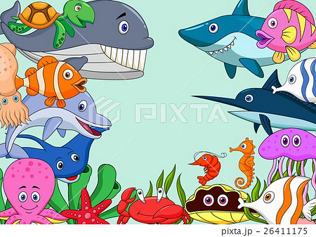 Sea life cartoon background 26411175