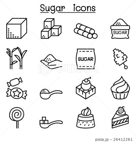 Sugar icon set in thin line style 26412261