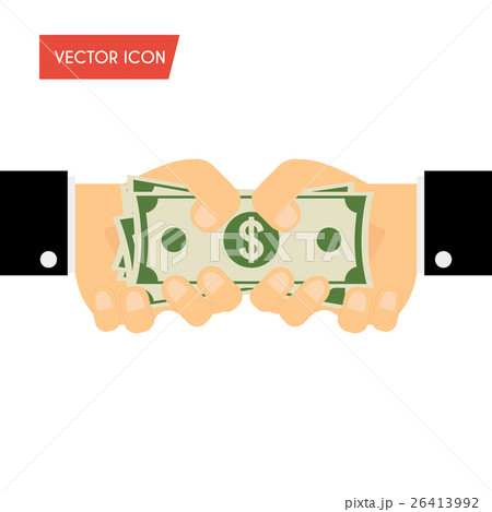 Businessmangiving cash and hand receiving cash. Businessmangiving cash and hand receiving cash. 26413992