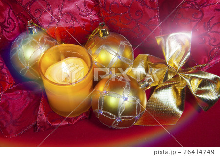New Year's composition on a red background - ball  26414749