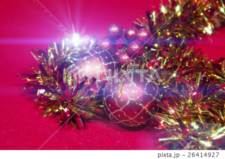 New Year's composition on a red background - ball  26414927