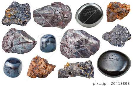 set of various hematite rocks and gemstones set of various hematite rocks and gemstones 26418898