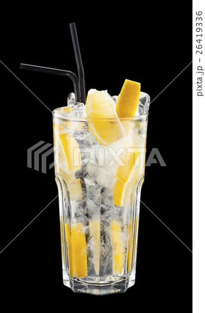 Fresh iced citrus cocktail over black background Fresh iced citrus cocktail over black background 26419336