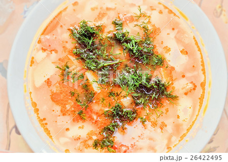 Soup in plate with dill Soup in plate with dill 26422495
