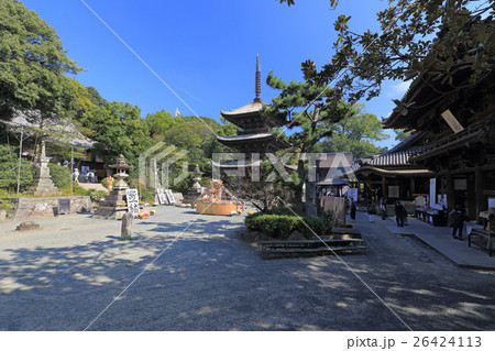 四国霊場第51番札所「石手寺」境内（本堂、西安大師像、三重塔、お茶堂、仁王門） 26424113