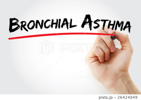 Hand writing Bronchial asthma with marker 26424849