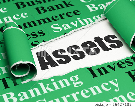 Banking concept: black text Assets under the piece 26427185