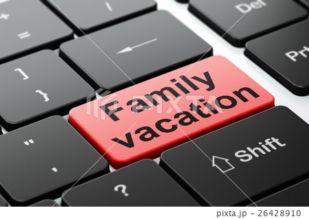 Travel concept: Family Vacation on computer Travel concept: Family Vacation on computer 26428910