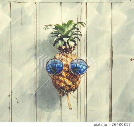 Pineapple Wearing Sunglasses Beach Summer Concept Pineapple Wearing Sunglasses Beach Summer Concept 26430812