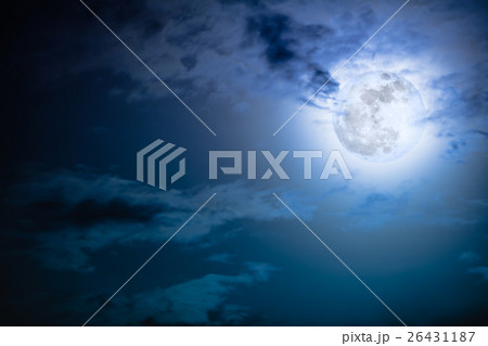 Nighttime sky with clouds and full moon with shiny 26431187