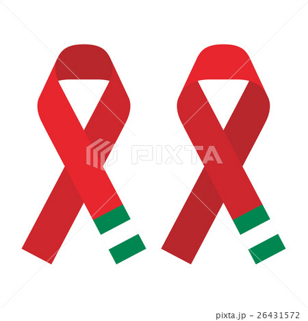 Red ribbon AIDS, HIV icon with Nigeria flag 26431572
