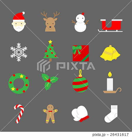 Christmas icons set flat color design set 26431617