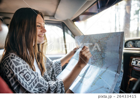 Girl Map Road Trip Travel Concept Girl Map Road Trip Travel Concept 26433415