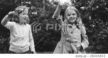 Small Girls Playing Outdoors Concept Small Girls Playing Outdoors Concept 26434833
