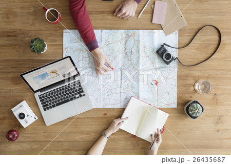 Map Jorney Travel Destination Camera Adventure Concept 26435687
