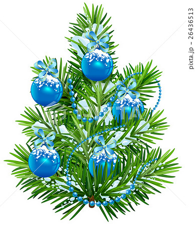 Little Christmas tree with blue balls and garland 26436513