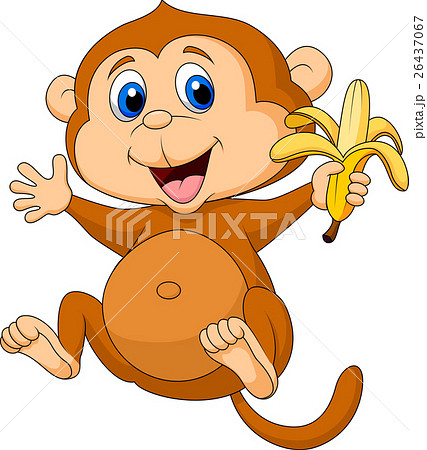 Cute monkey eating banana 26437067