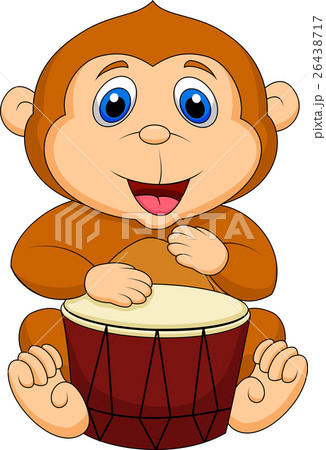 Cute monkey cartoon playing drum 26438717