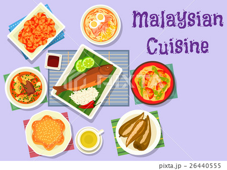 Malaysian cuisine fish and meat dishes icon Malaysian cuisine fish and meat dishes icon 26440555